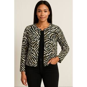 Onque Casuals Zebra Print Cotton Jacket Size Large
